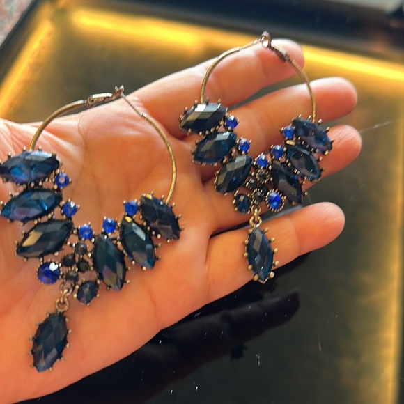 NWT Faux Sapphire , American diamond and metallic bead necklace with earrings! - Picture 8 of 11